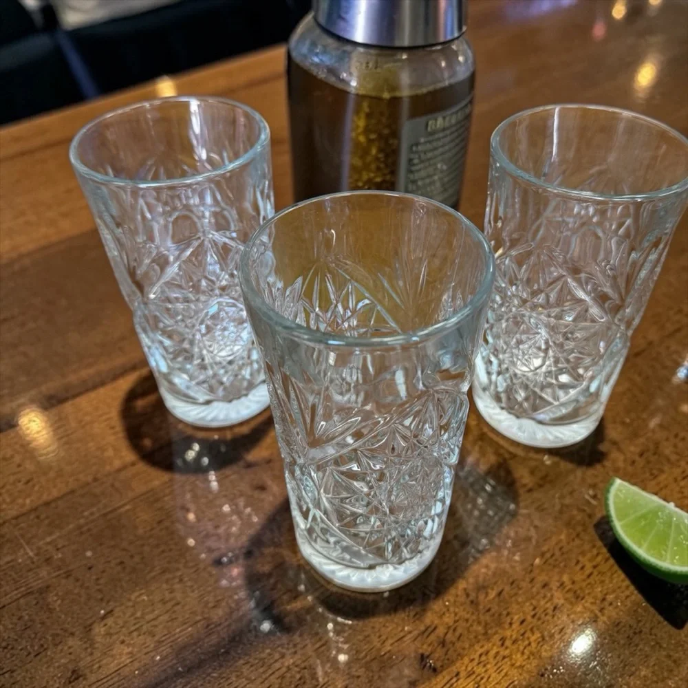 Libbey Hobstar Clear Highball Cooler Glasses - Set of 3 Like New